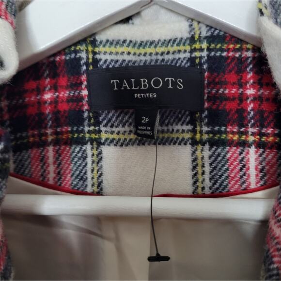 Talbots Ruffle Trim Shetland Holiday Plaid Jacket Petite 2P - Picture 5 of 8